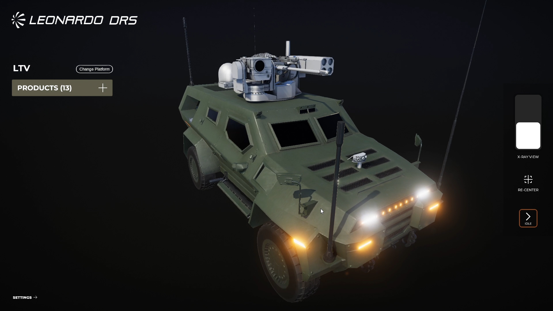 Exterior vehicle view in product configurator created for Leonardo DRS